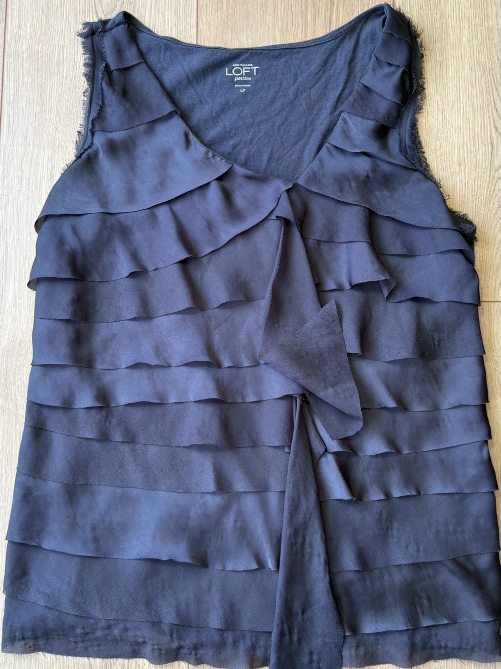 LOFT Navy Tiered Ruffle Sleeveless Camisole